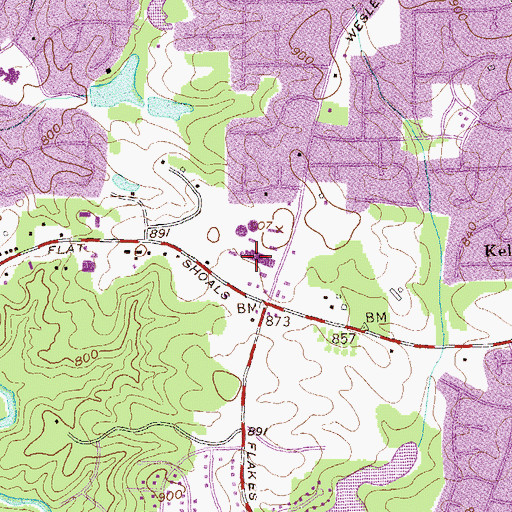 Topographic Map of Chapel Square Shopping Center, GA