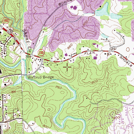 Topographic Map of Cherry Ridge, GA