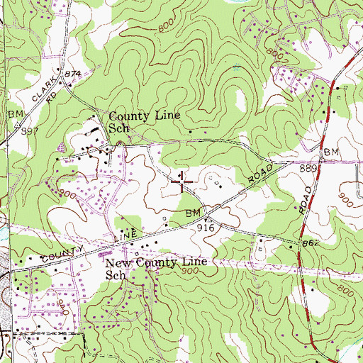 Topographic Map of Cherrywood, GA