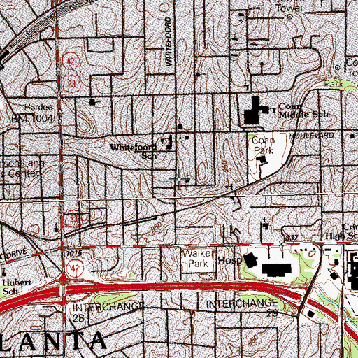 Topographic Map of Cobb Memorial United Holy Church, GA
