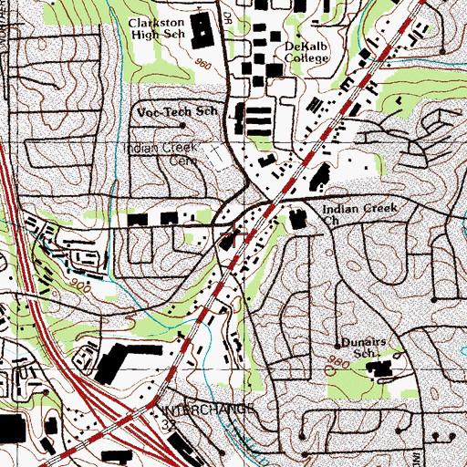 Topographic Map of College Plaza Shopping Center, GA
