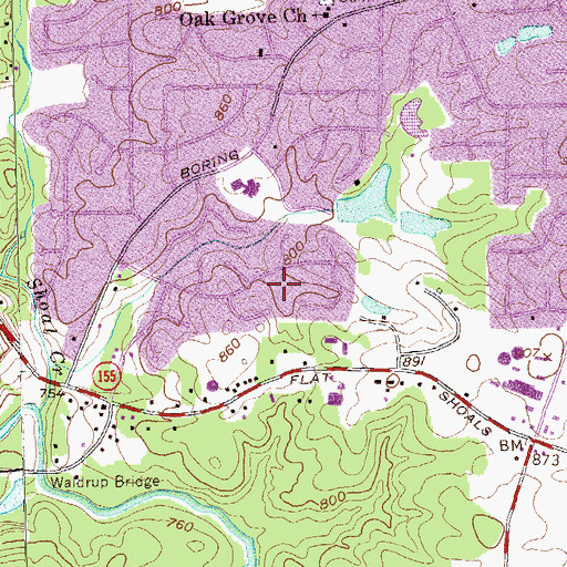 Topographic Map of Creekwood Hills, GA