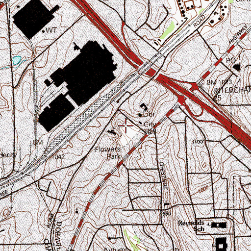 Topographic Map of Flowers Park, GA