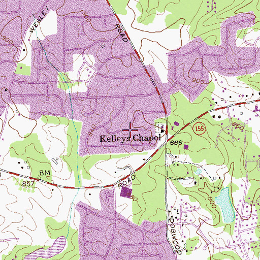 Topographic Map of Kings Row, GA