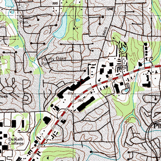 Topographic Map of Memorial Bend Shopping Center, GA