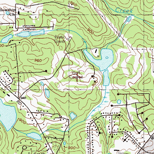 Topographic Map of Mystery Valley Golf Course, GA