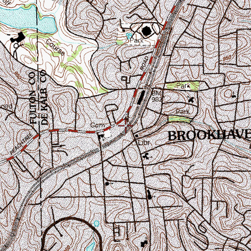 Topographic Map of North Atlanta Station Atlanta Post Office, GA