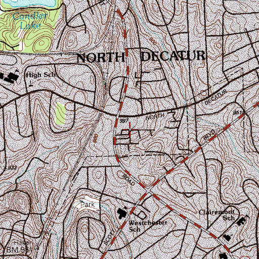 Topographic Map of North Decatur Plaza Shopping Center, GA