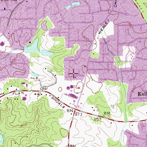Topographic Map of Pointe Bleue, GA