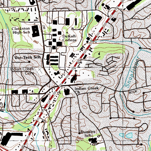 Topographic Map of Rockmore Plaza Shopping Center, GA