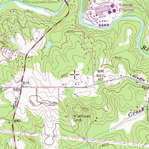 Topographic Map of Royal Oaks, GA