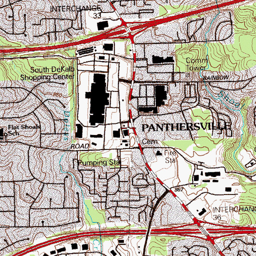 Topographic Map of South Decatur Station Decatur Post Office, GA