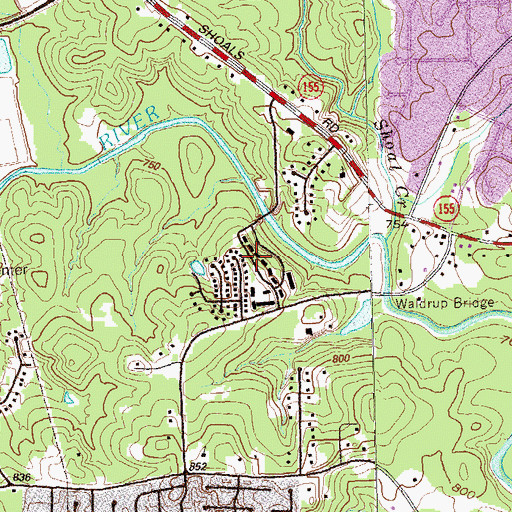 Topographic Map of Tamarack, GA