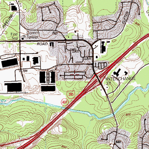 Topographic Map of Whitehall Forest Estates, GA