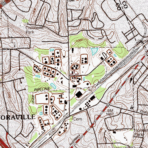 Topographic Map of Winters Village Shopping Center, GA