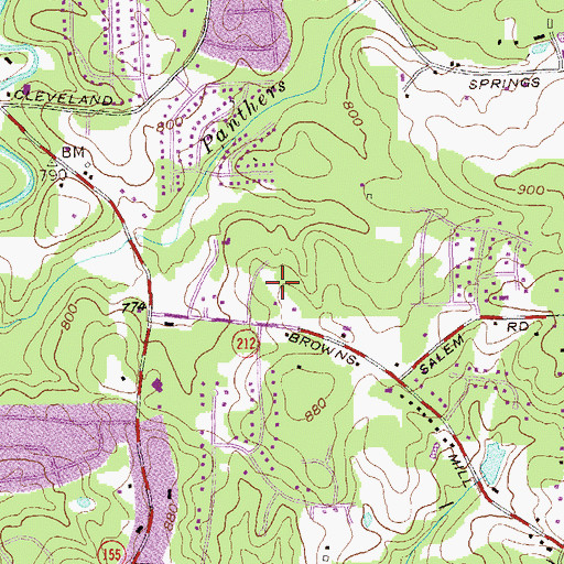 Topographic Map of Woodstream, GA