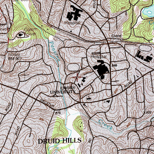 Topographic Map of Bishops Hall, GA