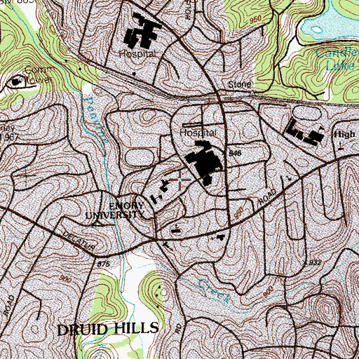 Topographic Map of Candler Library, GA