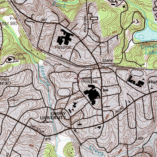 Topographic Map of McTyeire Hall, GA