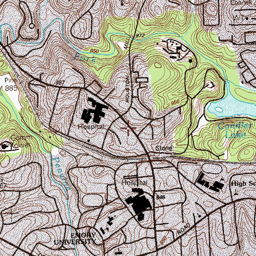 Topographic Map of Nell Hodgson Woodruff School of Nursing Emory University, GA