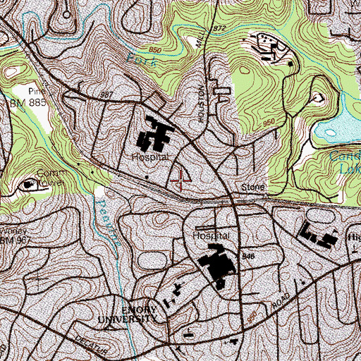 Topographic Map of Saunders Hall, GA