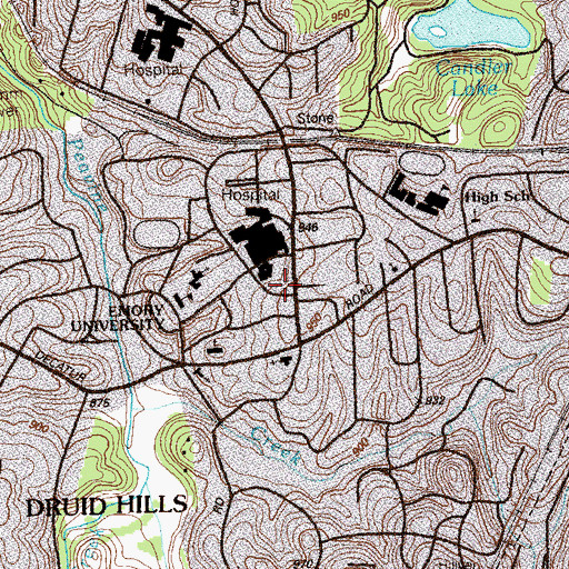 Topographic Map of Thomas Hall, GA