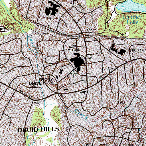 Topographic Map of Woodruff Library for Advanced Studies, GA