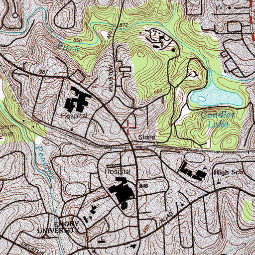 Topographic Map of Woodruff Residence Hall, GA
