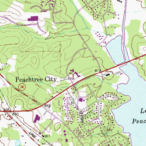 Topographic Map of Aberdeen Village Shopping Center, GA