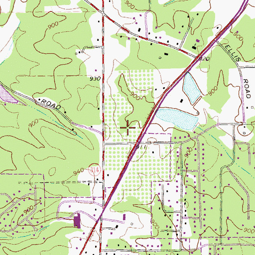 Topographic Map of Banks Crossing Shopping Center, GA