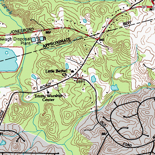 Topographic Map of Bethel Cemetery, GA