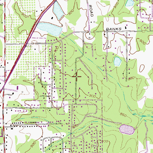 Topographic Map of Blakely Woods, GA