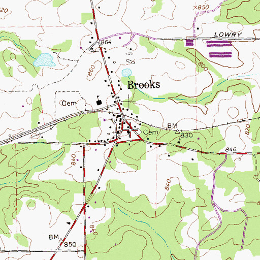 Topographic Map of Brooks Baptist Church, GA