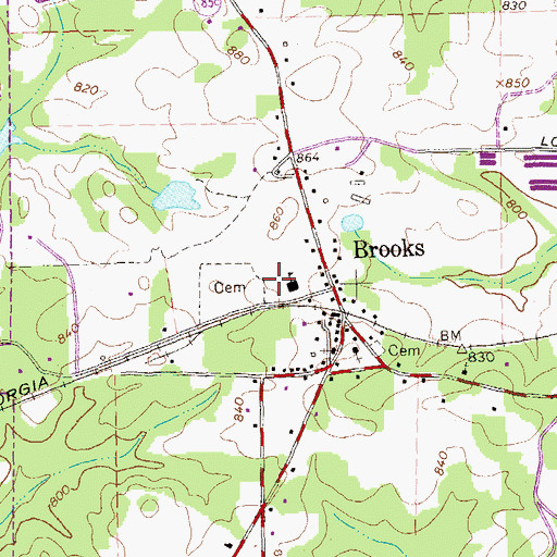 Topographic Map of Brooks Elementary School, GA