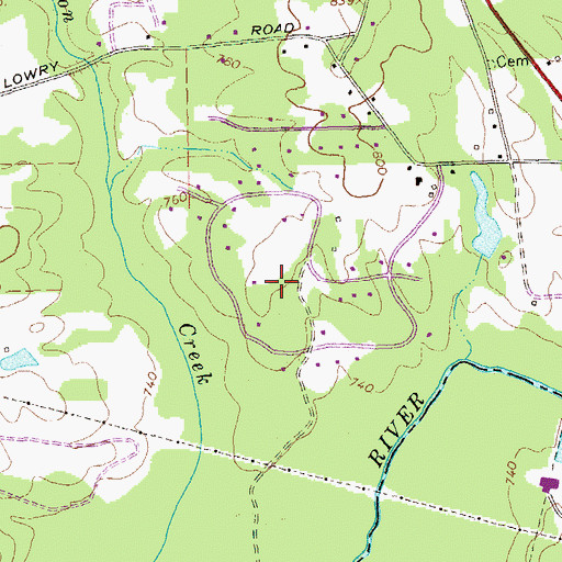 Topographic Map of Cambridge Estates, GA