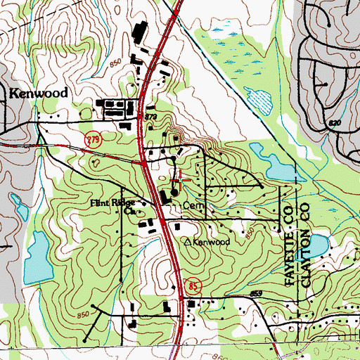 Topographic Map of Carnegie Place, GA