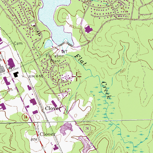 Topographic Map of Clover Reach Recreation Center, GA