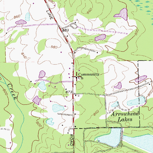 Topographic Map of Community Church, GA