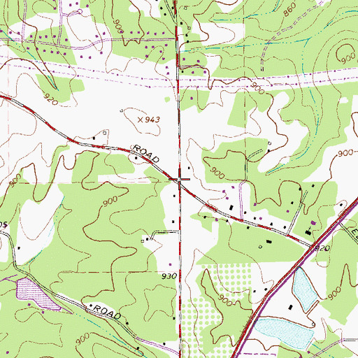 Topographic Map of Cottonwood, GA
