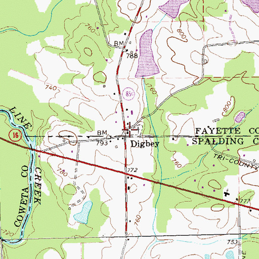 Topographic Map of County Line Christian Church, GA