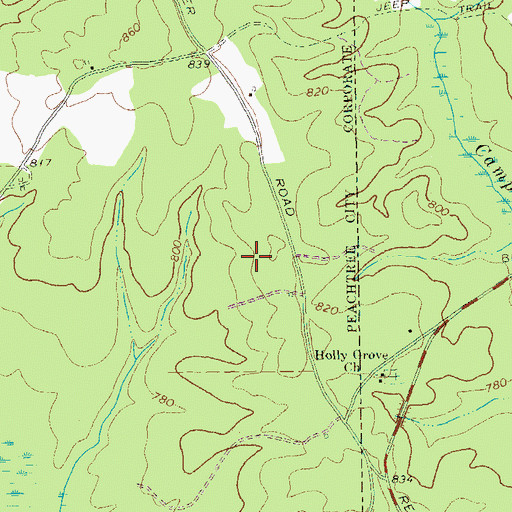 Topographic Map of Crescent Oak, GA