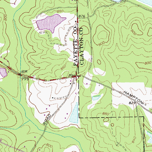 Topographic Map of Cross Roads, GA