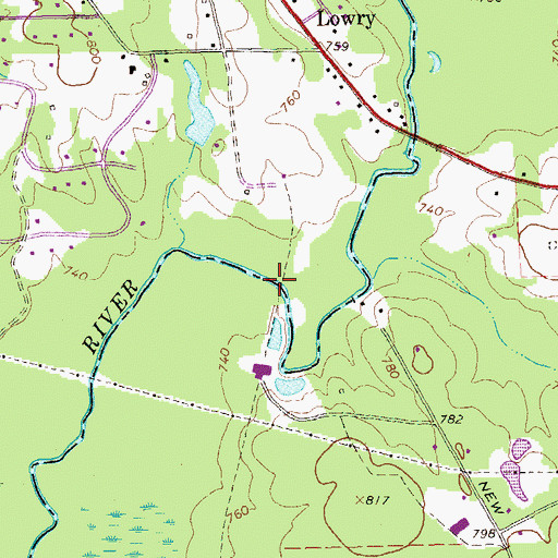 Topographic Map of Dorset Bridge (historical), GA
