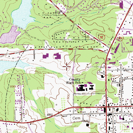 Topographic Map of Fayette County High School, GA