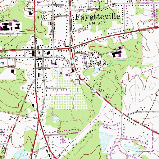 Topographic Map of Fayette County Library, GA
