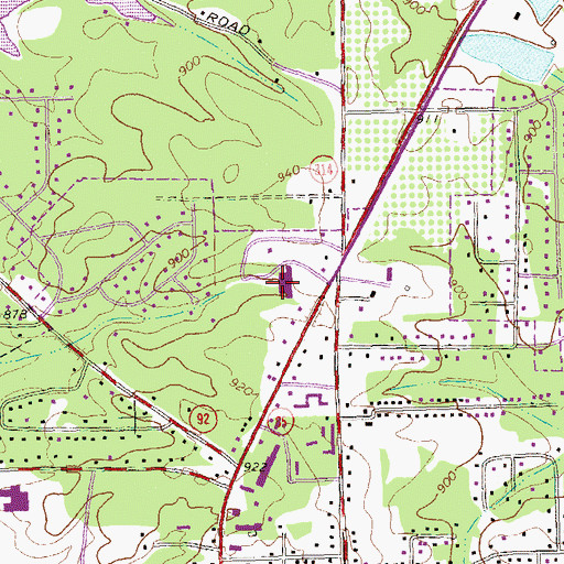 Topographic Map of Fayette Eightyfive Shopping Center, GA