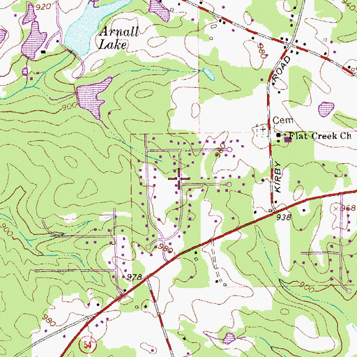 Topographic Map of Fayette Villa Estates, GA