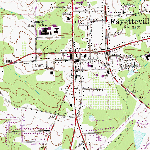 Topographic Map of Fayetteville Academy (historical), GA