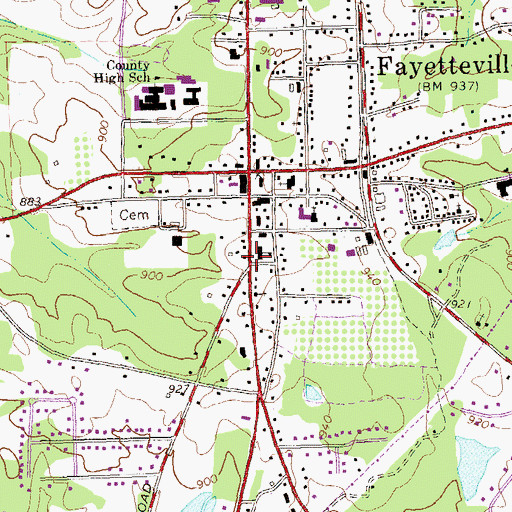 Topographic Map of Fayetteville Grade School (historical), GA