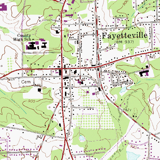 Topographic Map of First Baptist Church, GA